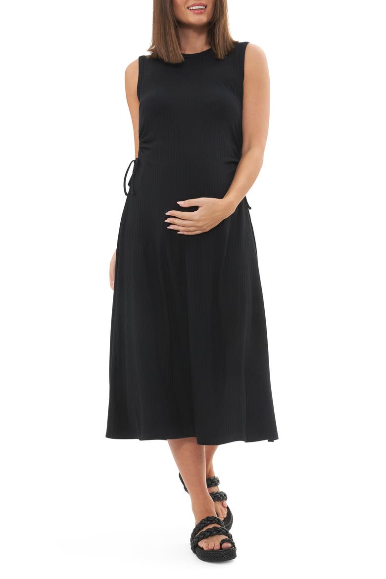 Carol Rib A-line Dress, Main, color, BLACK