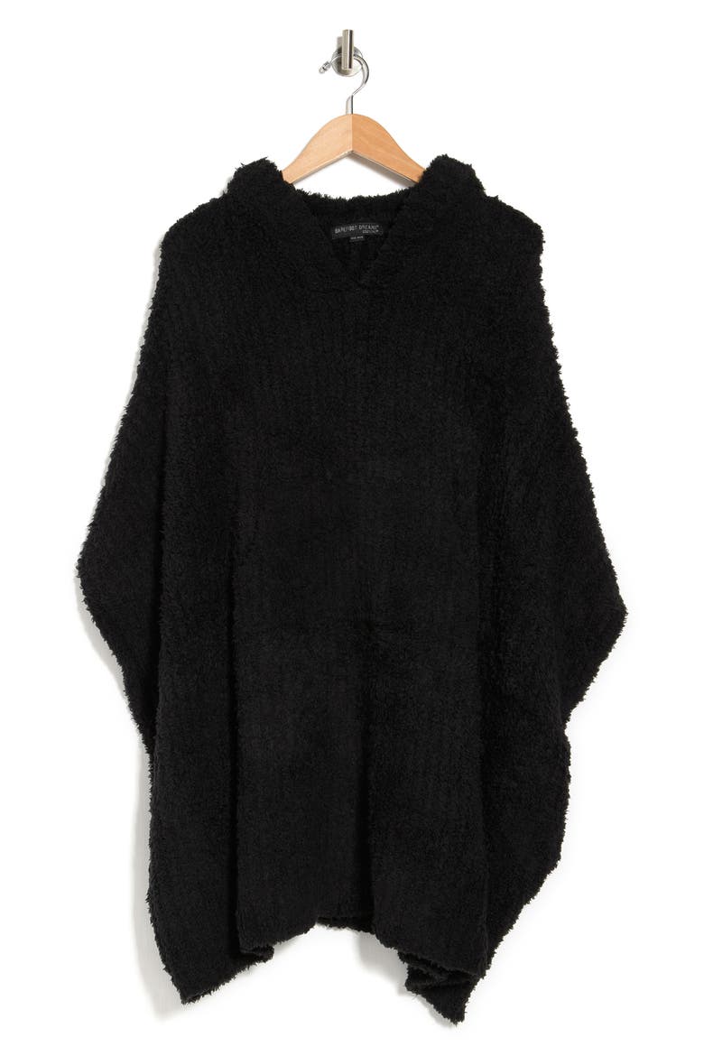 CozyChic® Ribbed Hooded Poncho, Alternate, color, BLACK