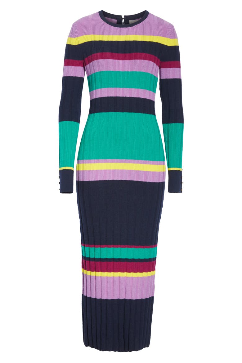 Ribbed Stripe Wool Blend Sweater Dress, Alternate, color, NAVY MULTI