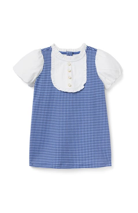 Houndstooth Puff Sleeve Dress (Infant)