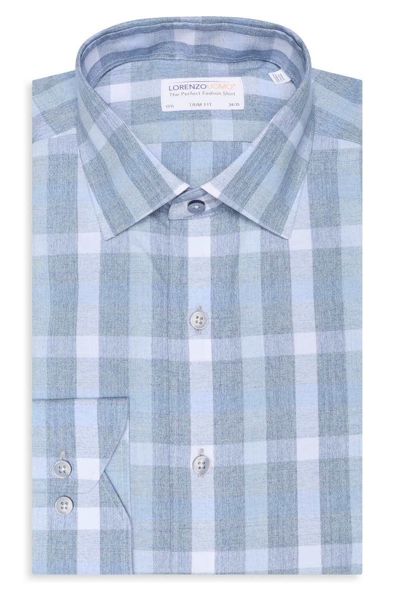 Heathered Block Check Trim Fit Shirt, Alternate, color, DUSTY BLUE