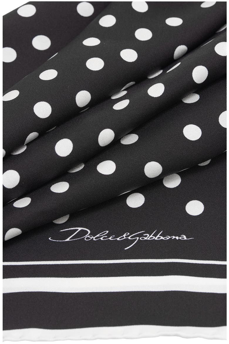 Polka Dot Silk Scarf, Alternate, color, NERO