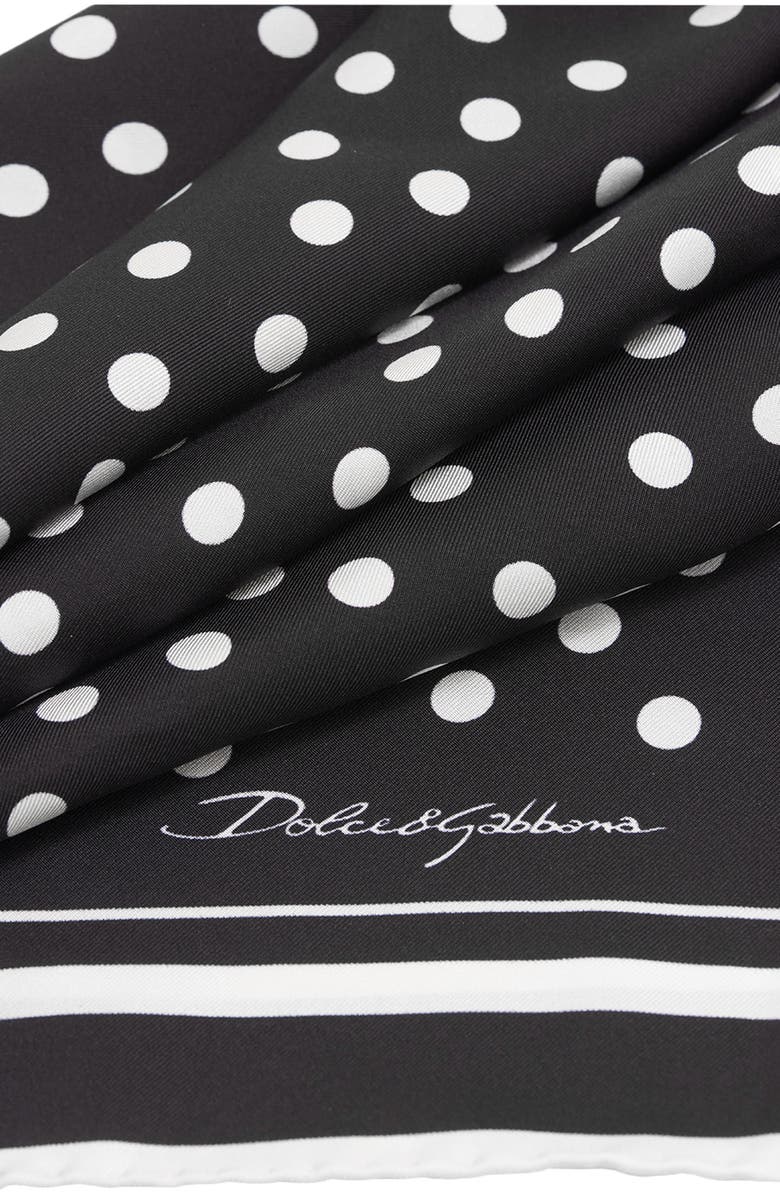 Dolce&Gabbana Polka Dot Silk Scarf, Alternate, color, Nero
