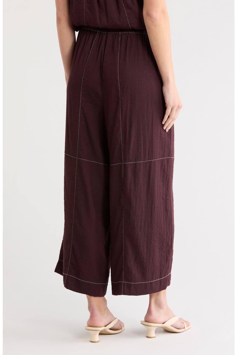 Crinkle Top Stitch Pants, Alternate, color, CHOCOLATE/ IVORY