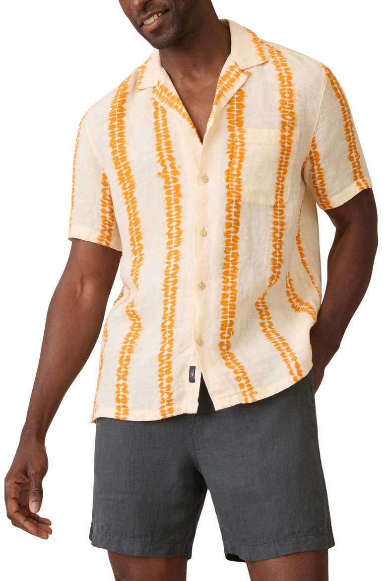 Shibori Palma Linen Camp Shirt, Main, color, CITRUS VALLEY