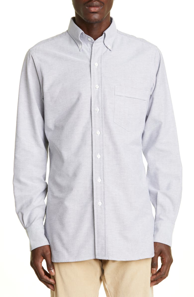 Drake's Oxford Cotton Button-Down Shirt, Main, color, 