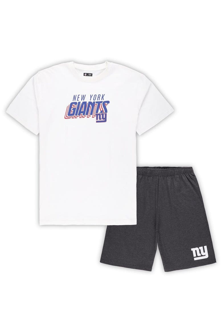 Men's Concepts Sport White/Charcoal New York Giants Big & Tall T-Shirt and Shorts Set, Main, color, White