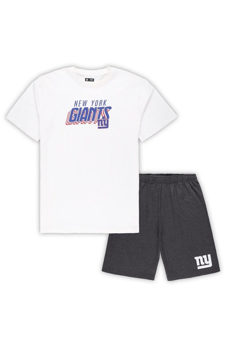 CONCEPTS SPORT Men's Concepts Sport White/Charcoal New York Giants Big & Tall T-Shirt and Shorts Set, Main, color, White