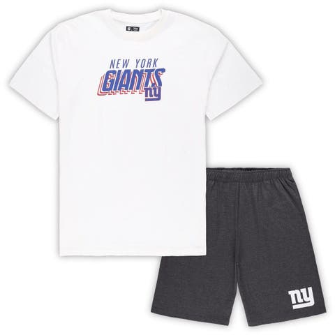 Men's Concepts Sport White/Charcoal New York Giants Big & Tall T-Shirt and Shorts Set