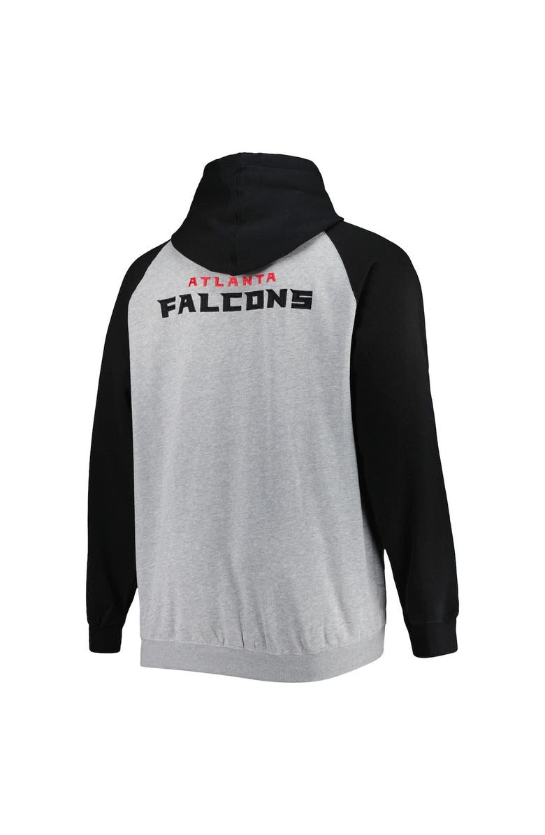 PROFILE Men's Heather Gray Atlanta Falcons Big & Tall Fleece Raglan Full-Zip Hoodie Jacket, Alternate, color, Heather Gray