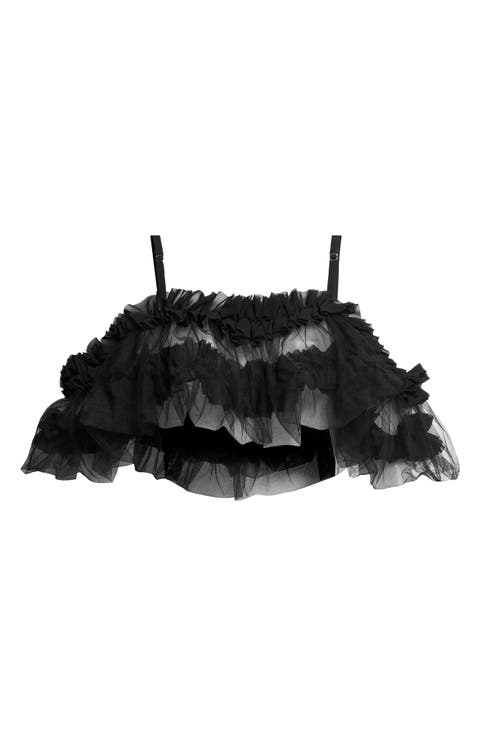 Ruffled Georgette & Tulle Crop Top