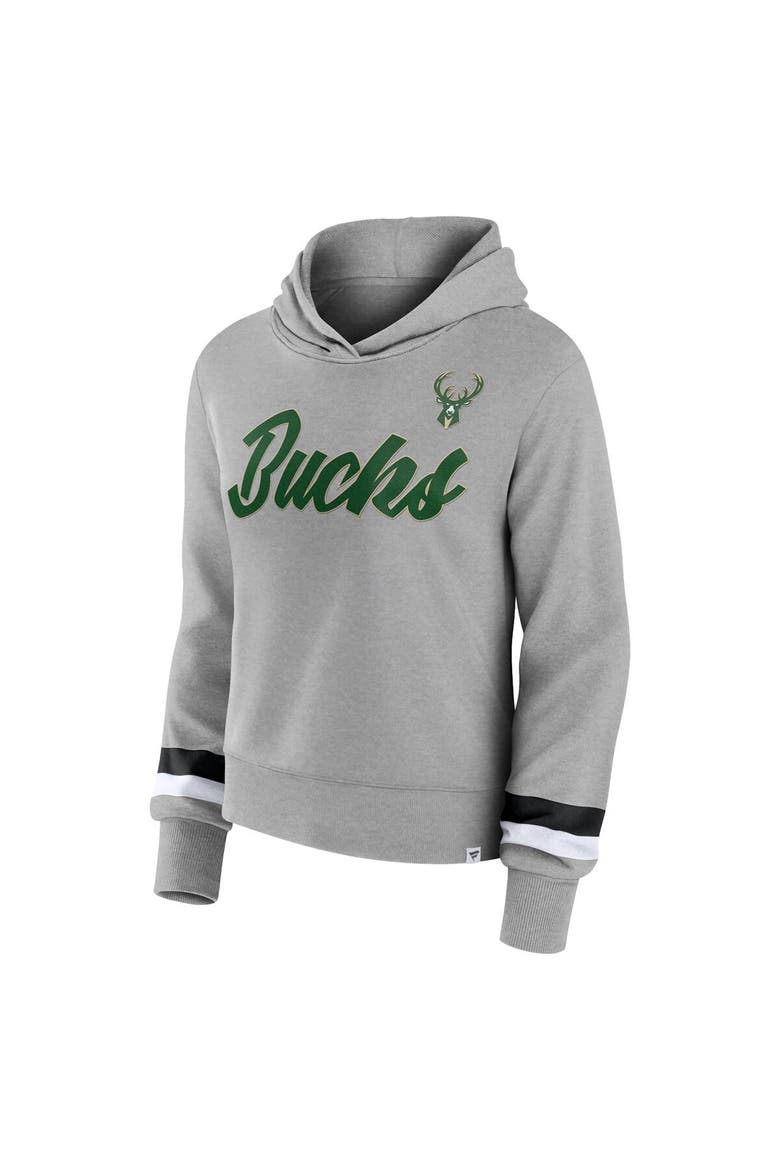 Women's Fanatics Branded Heather Gray Milwaukee Bucks Halftime Pullover Hoodie, Alternate, color, Heather Gray