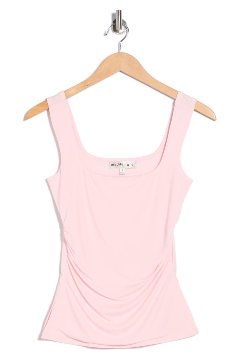 Square Neck Ruched Tank Top, Alternate, color, BALLET SLIPPER