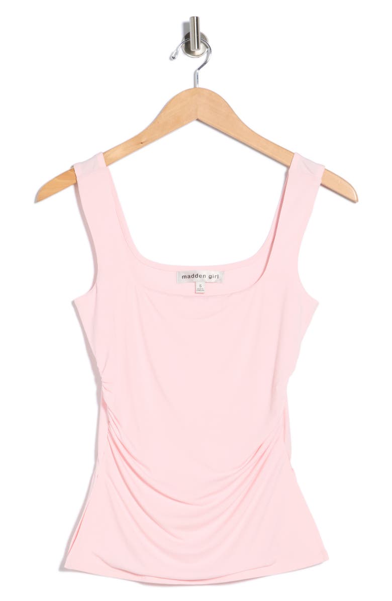 Madden Girl Square Neck Ruched Tank Top, Alternate, color, Ballet Slipper