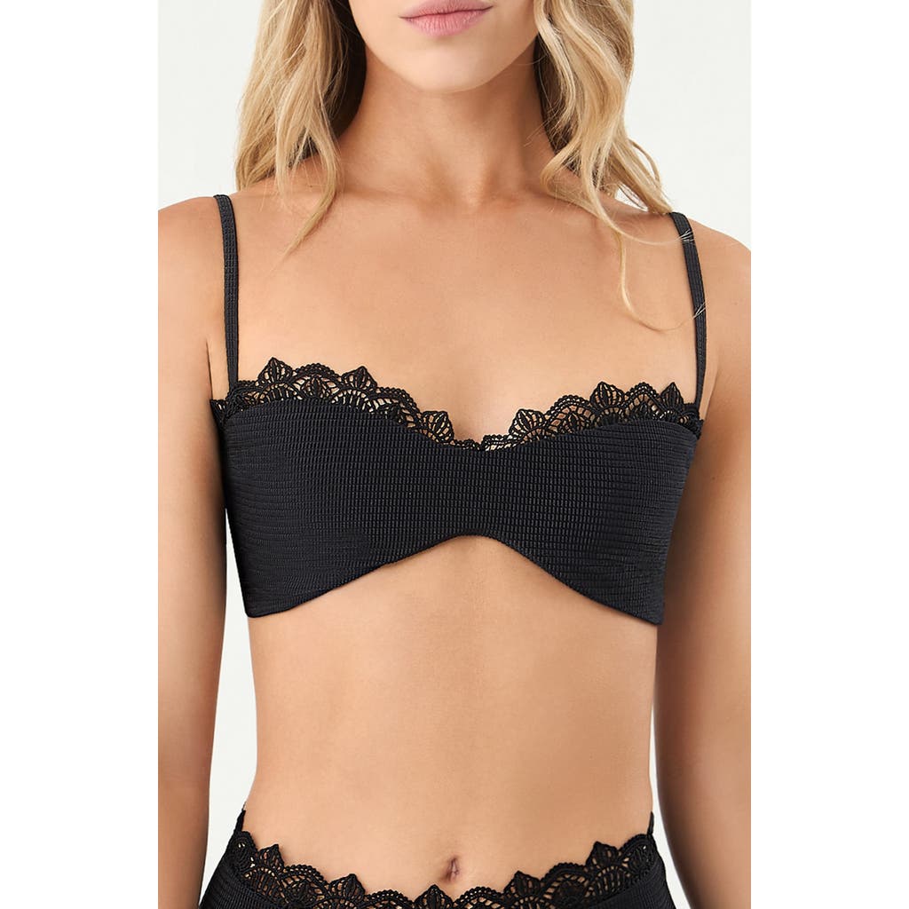 Boamar Bondy Lace Trim Swim Top In Black