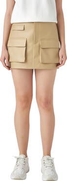 Grey Lab Cargo Faux Leather Miniskirt