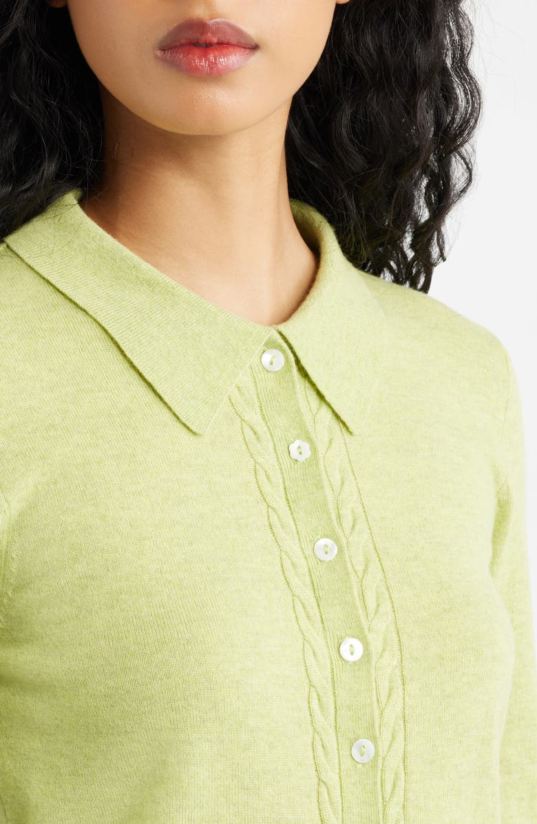 Damson Madder Voula Cable Polo Cardigan, Alternate, color, Lime
