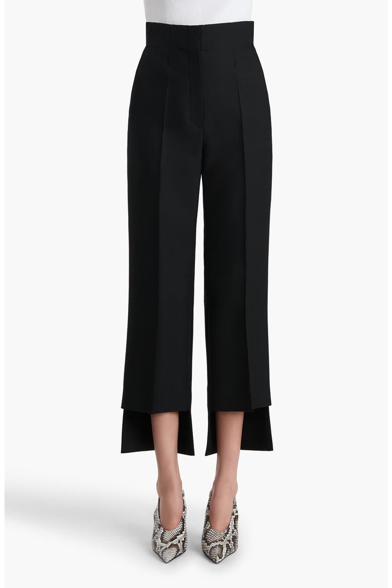 Rae Bonded Crepe Step Hem Cigarette Crop Pants, Main, color, BLACK