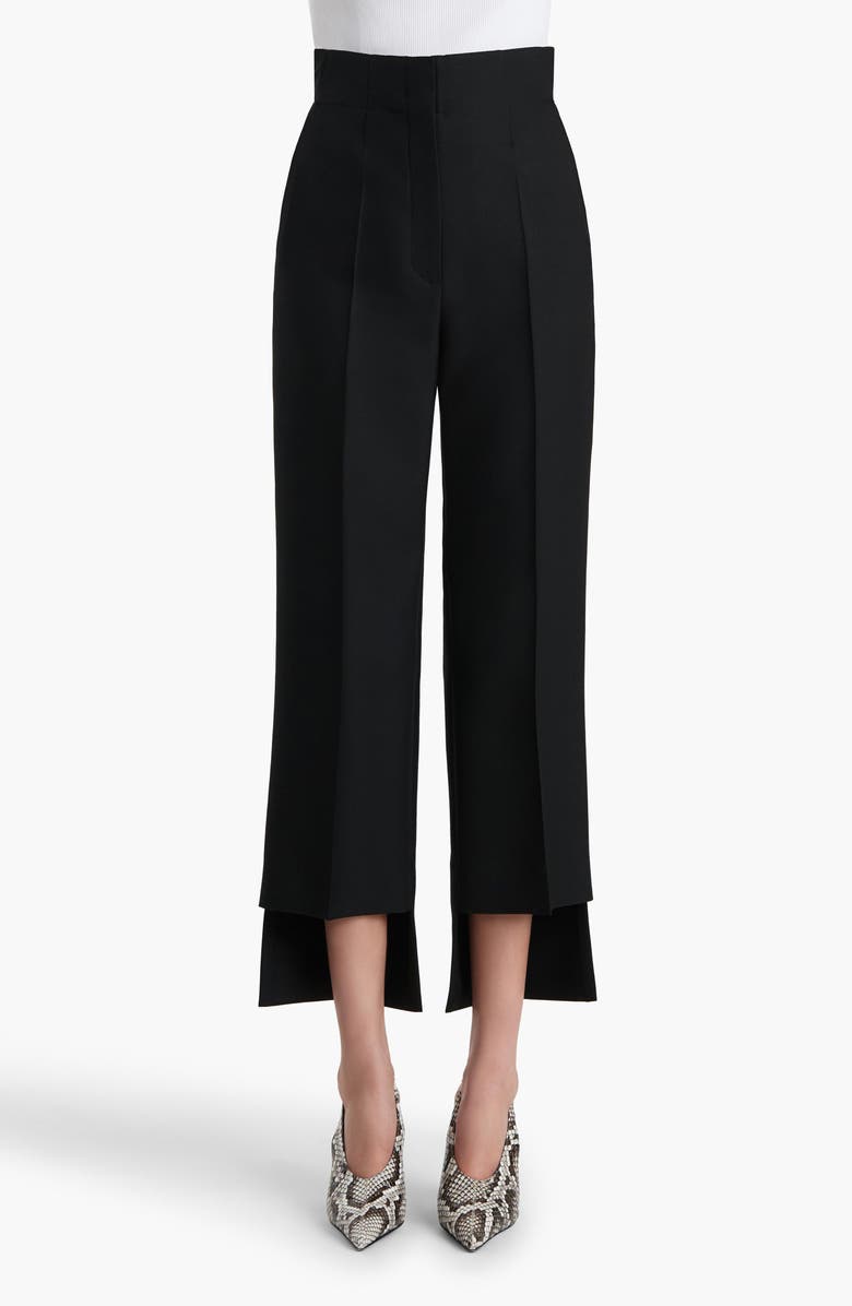 Khaite Rae Bonded Crepe Step Hem Cigarette Crop Pants, Main, color, Black