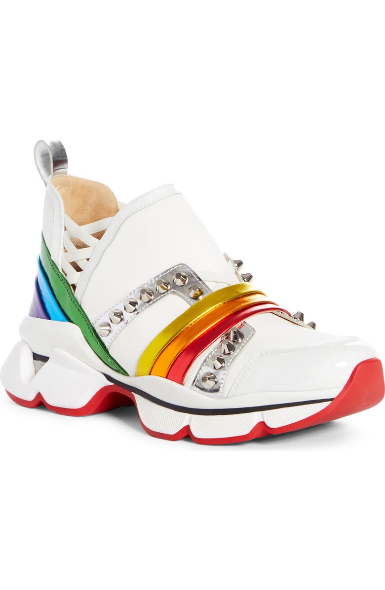 Christian Louboutin 123 Run Studded Rainbow Slip-On Sneaker, Main, color,