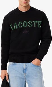 Lacoste Intarsia Logo Wool Crewneck Sweater