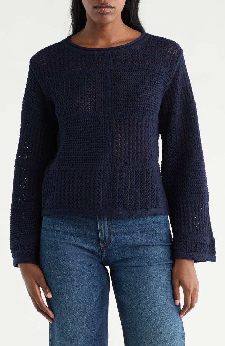 CYRUS Novelty Open Stitch Sweater, Main, color, Eclipse