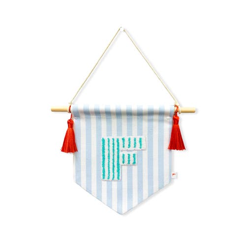 Ramus & Co A B C' Blue Striped Create-Your-Own Banner with Red Tassels and Chenille Letter Patch in F  product