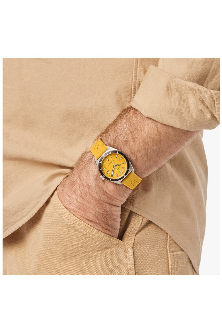 Duck 1040 Rubber Strap Watch, 40mm, Alternate, color, CANARY