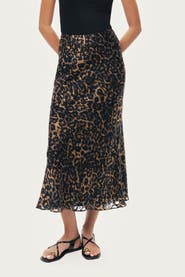 Nocturne Printed Leopard Midi Skirt
