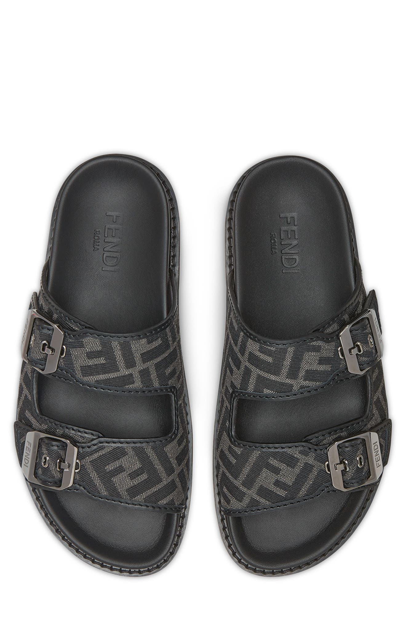 Fendi Feel FF Jacquard Slide Sandal, Alternate, color, 