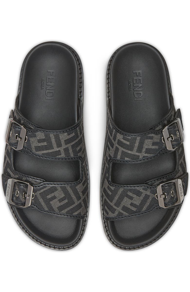 Fendi Feel FF Jacquard Slide Sandal, Alternate, color,
