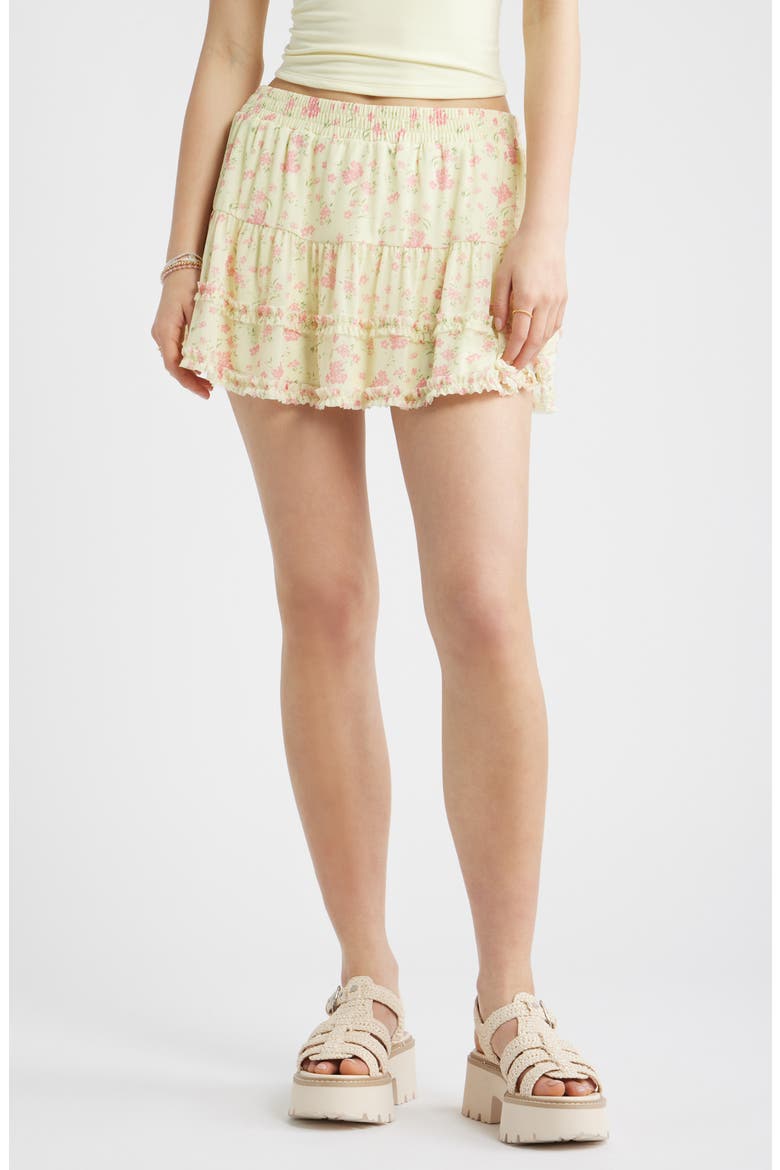 Ditsy Floral Mesh Miniskort, Main, color, YELLOW- PINK SHANNON FLORAL