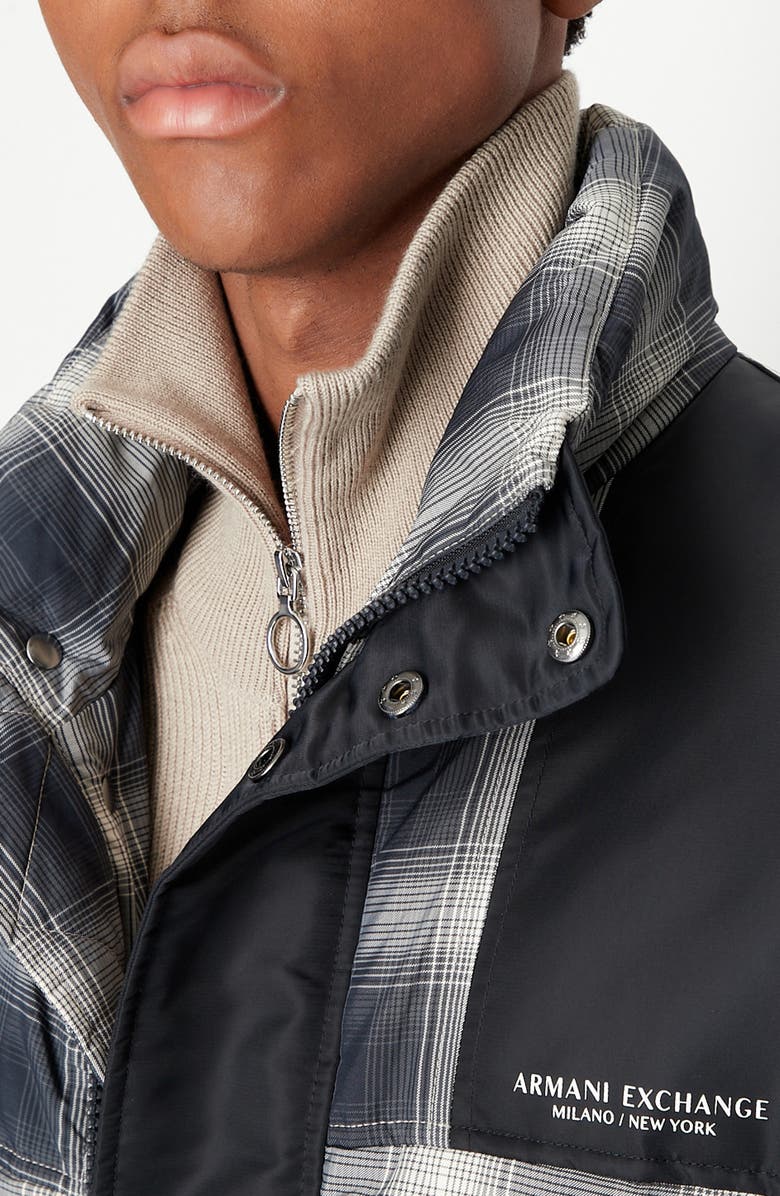 Armani Exchange Plaid Water Resistant Puffer Jacket, Alternate, color, 