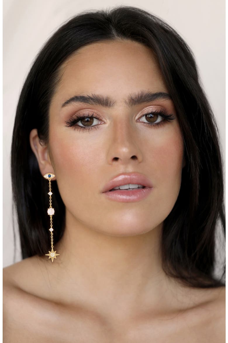 Celestial Chain Dangle Drop Earrings, Alternate, color, GOLD