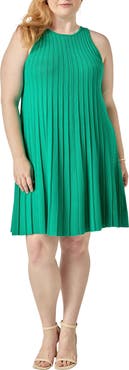 English Factory Pleated A-Line Knit Minidress