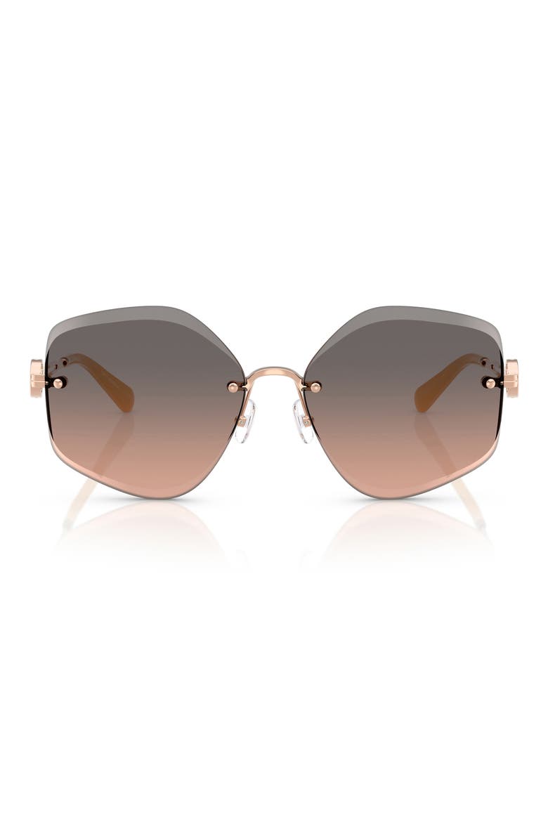 58mm Gradient Irregular Sunglasses, Main, color, ROSE GOLD