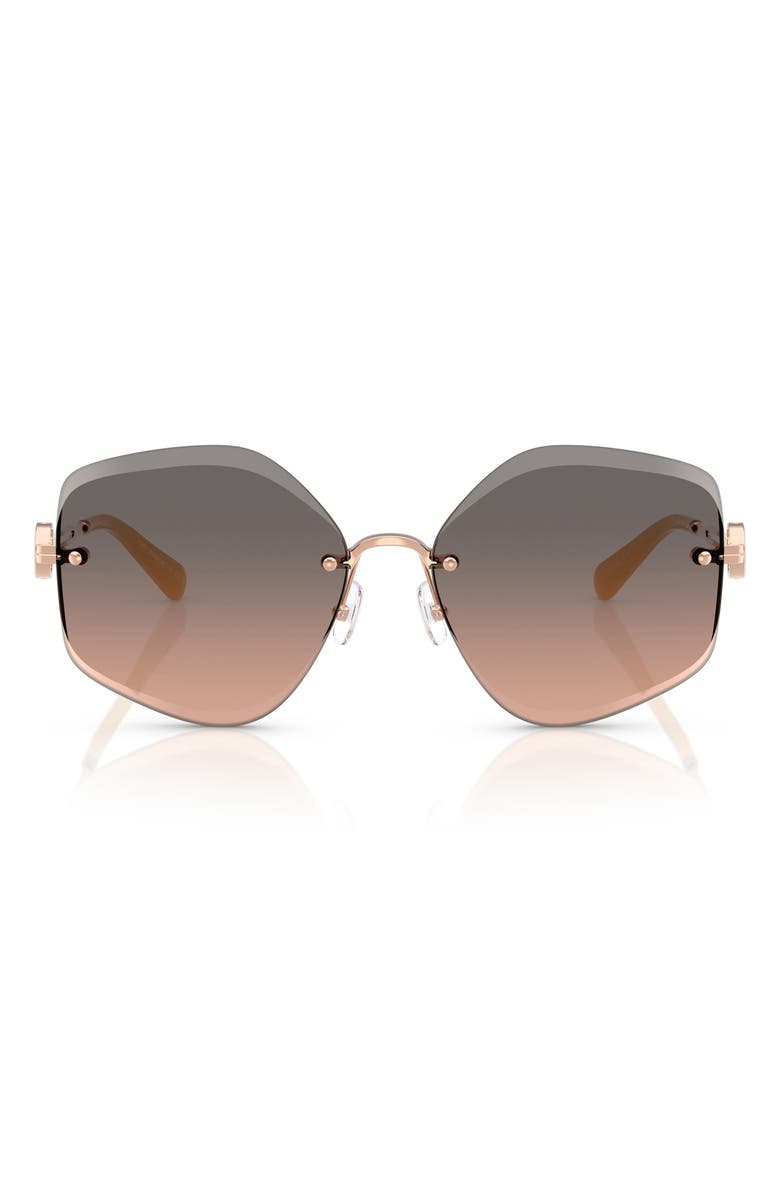 Tory Burch 58mm Gradient Irregular Sunglasses, Main, color, Rose Gold