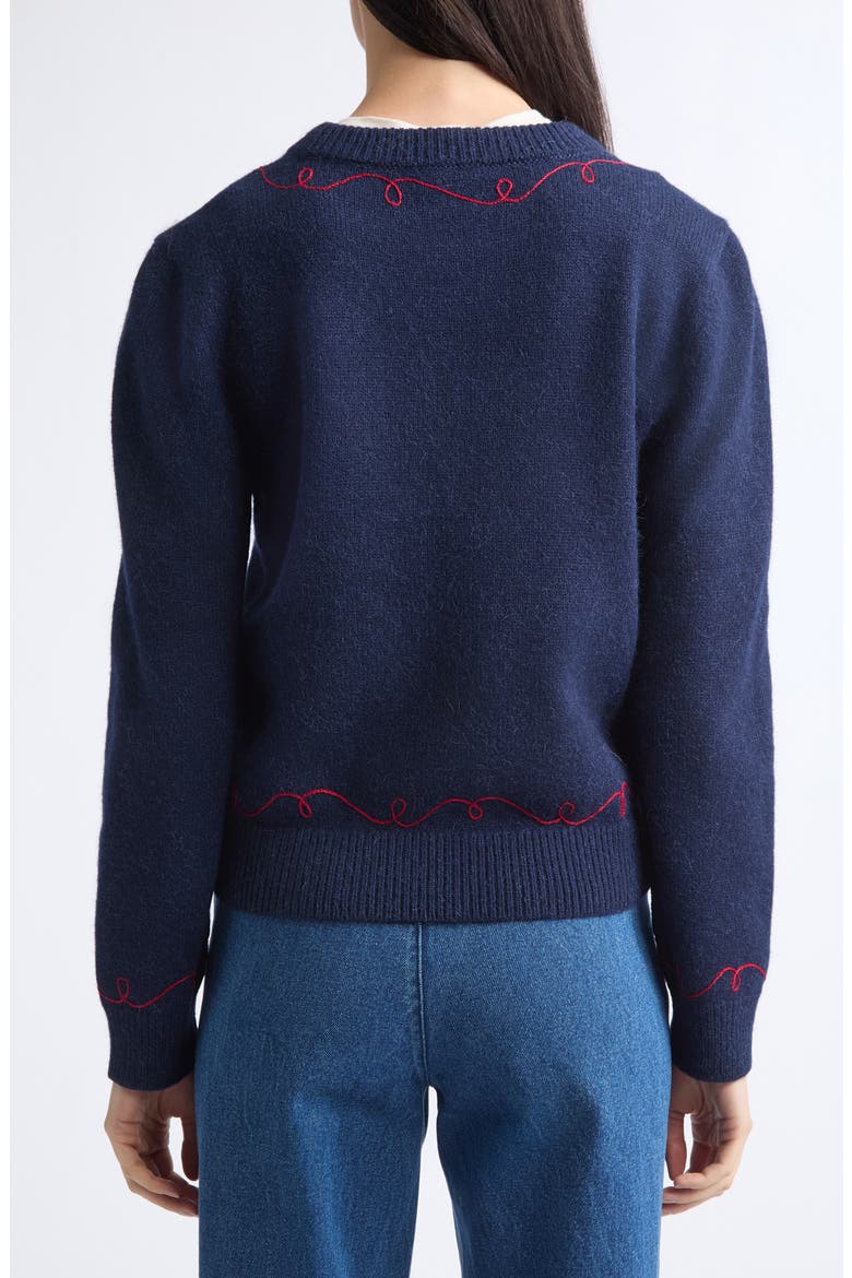 Cowboy Appliqué Alpaca & Merino Wool Sweater, Alternate, color, NAVY