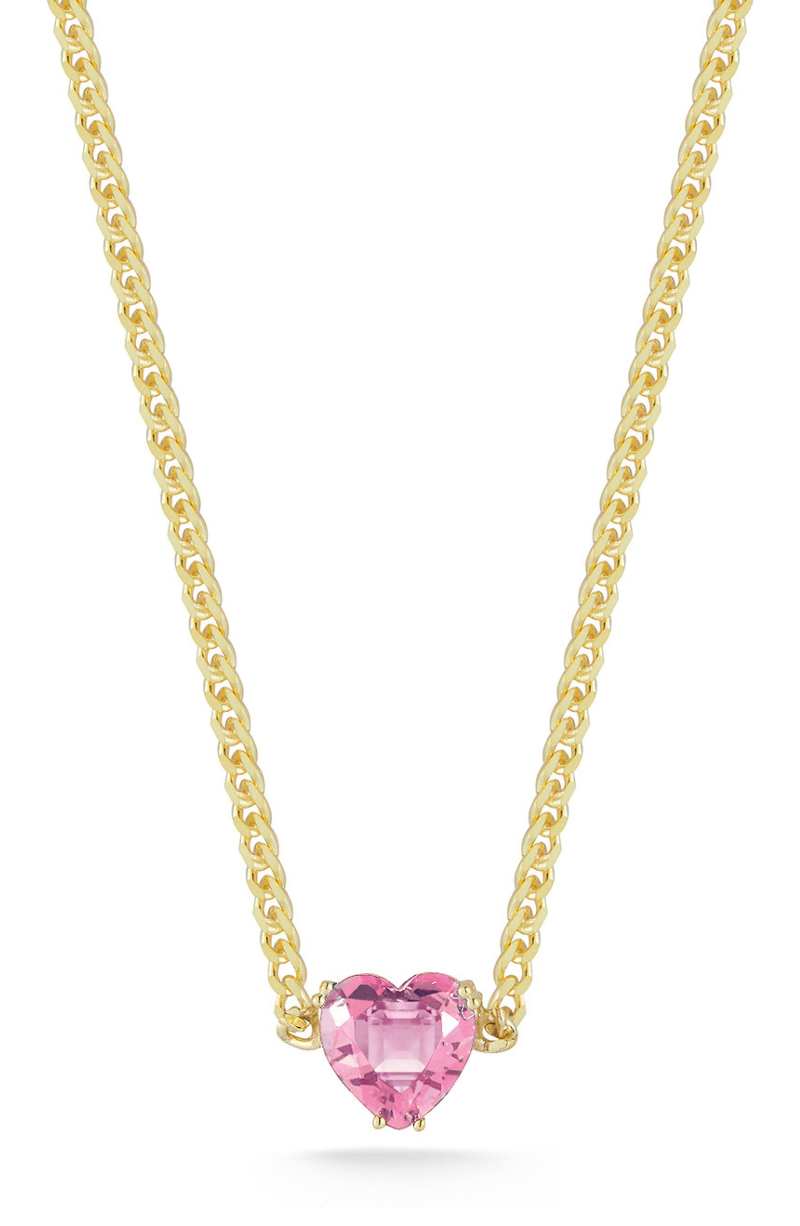 SPHERA MILANO 14K Gold Plated Cubic Zirconia Heart Pendant Necklace