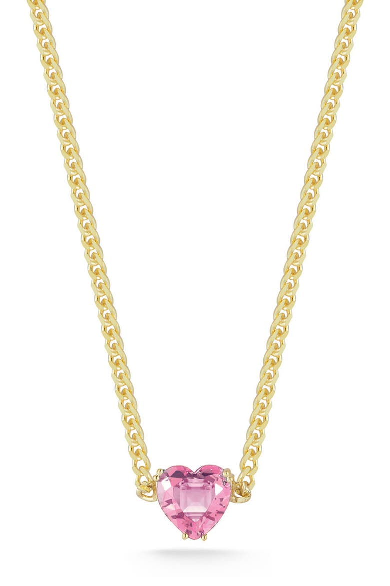 14K Gold Plated Cubic Zirconia Heart Pendant Necklace, Main, color, GOLD