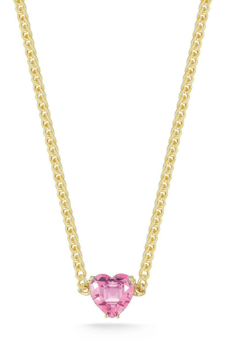 SPHERA MILANO 14K Gold Plated Cubic Zirconia Heart Pendant Necklace, Main, color, Gold