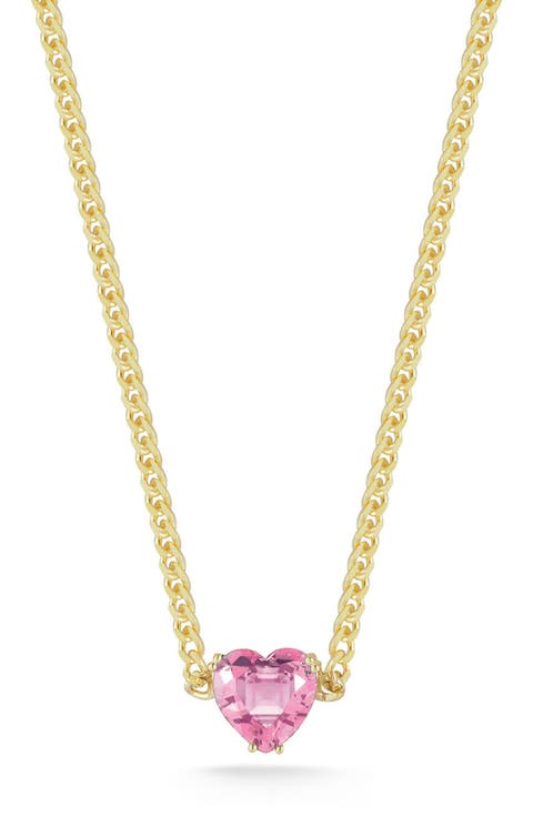 14K Gold Plated Cubic Zirconia Heart Pendant Necklace