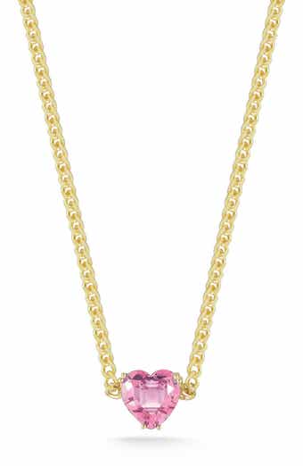 14K Gold Plated Cubic Zirconia Heart Pendant Necklace