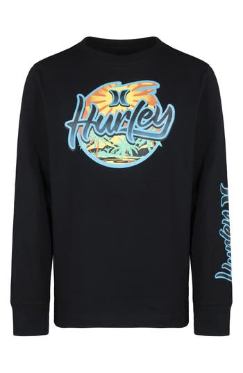 Hurley Kids' Oasis Long Sleeve Graphic T-shirt In Black