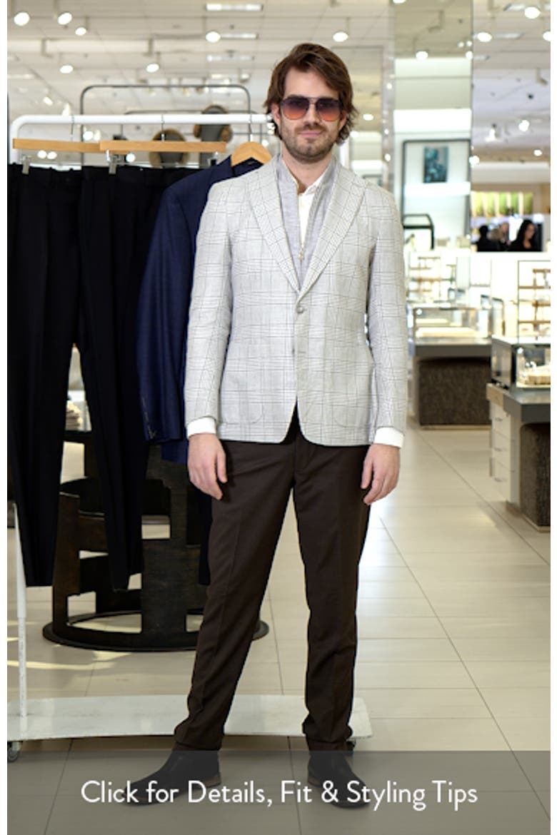 Grey Glen Check Knit Linen & Cotton Blend Sport Coat with Removable Zip Bib video