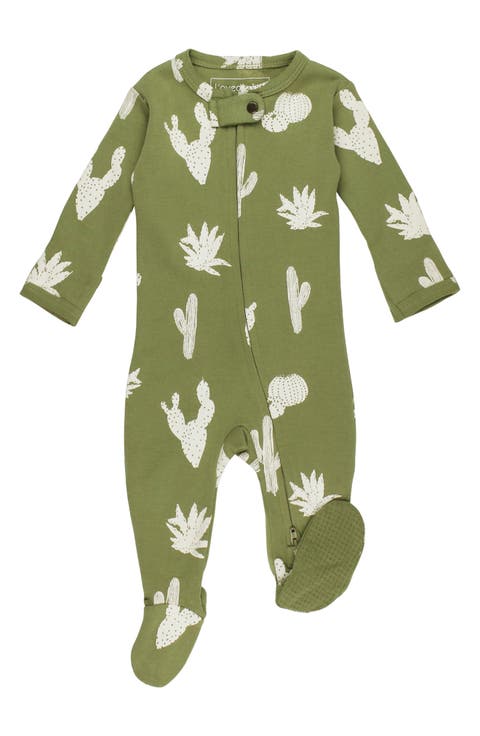 Print Organic Cotton Two-Way Zip Footie (Baby)