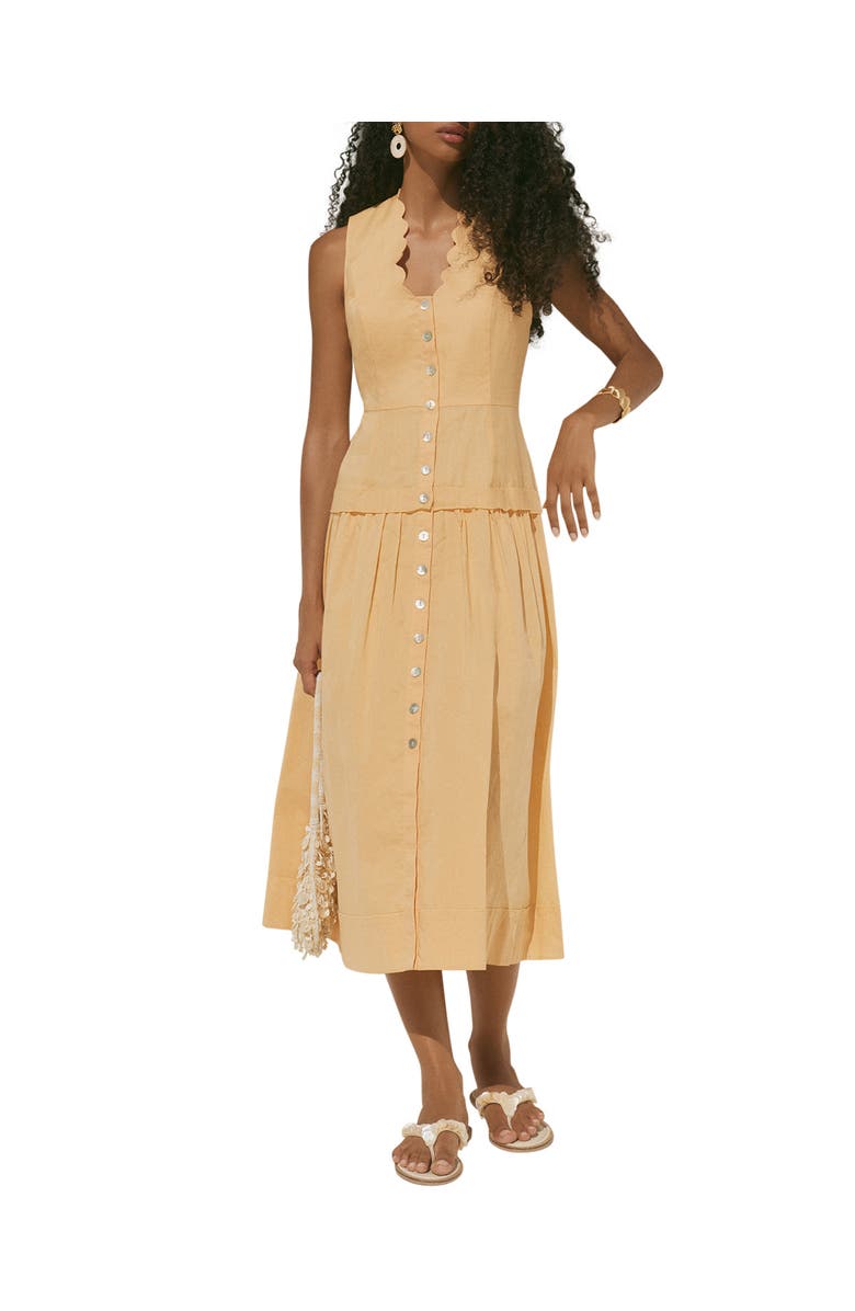 MINT VELVET Ramie Drop Waist Maxi Dress, Main, color, Yellow