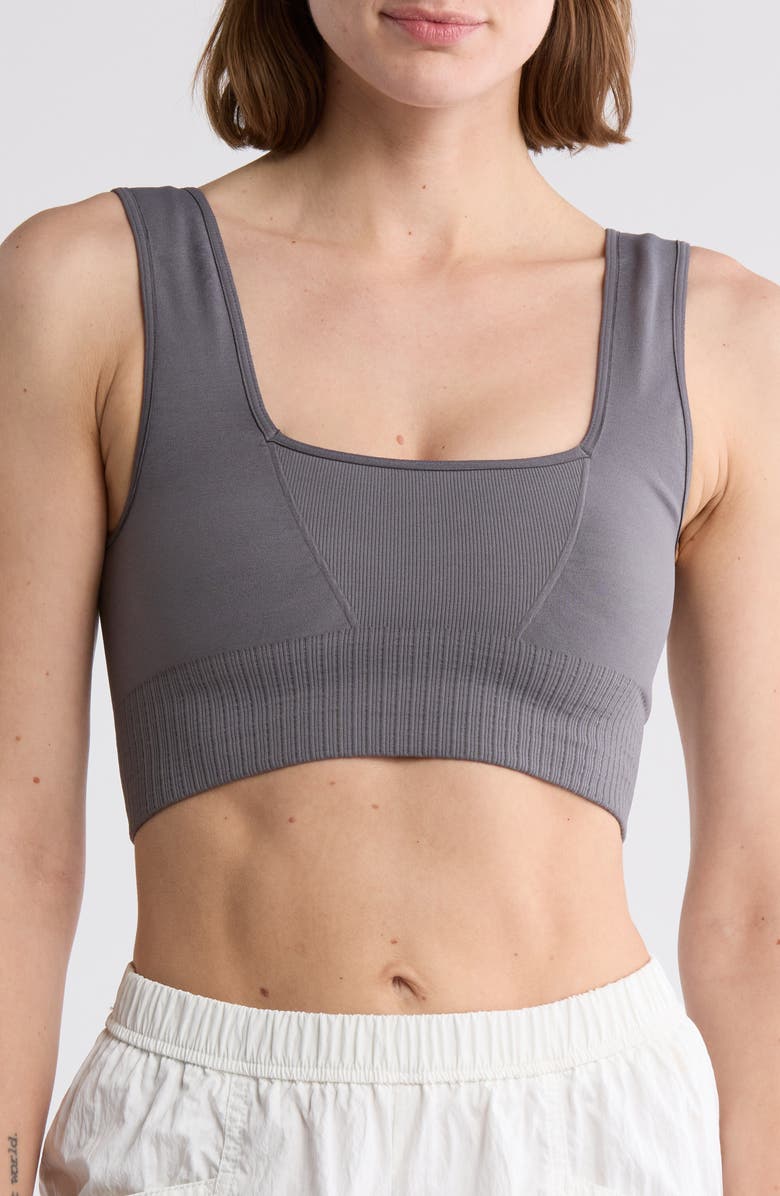 FP Movement by Free People FP Movement Karma Square Neck Sports Bra, Main, color, Gun Metal