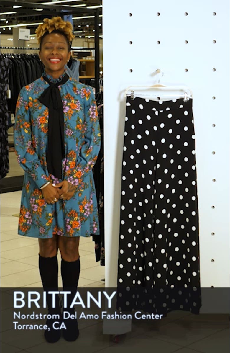 Polka Dot Wide Leg Crepe Pants, sales video thumbnail