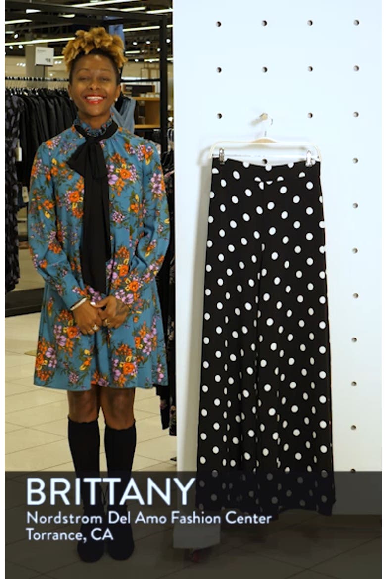 Polka Dot Wide Leg Crepe Pants video